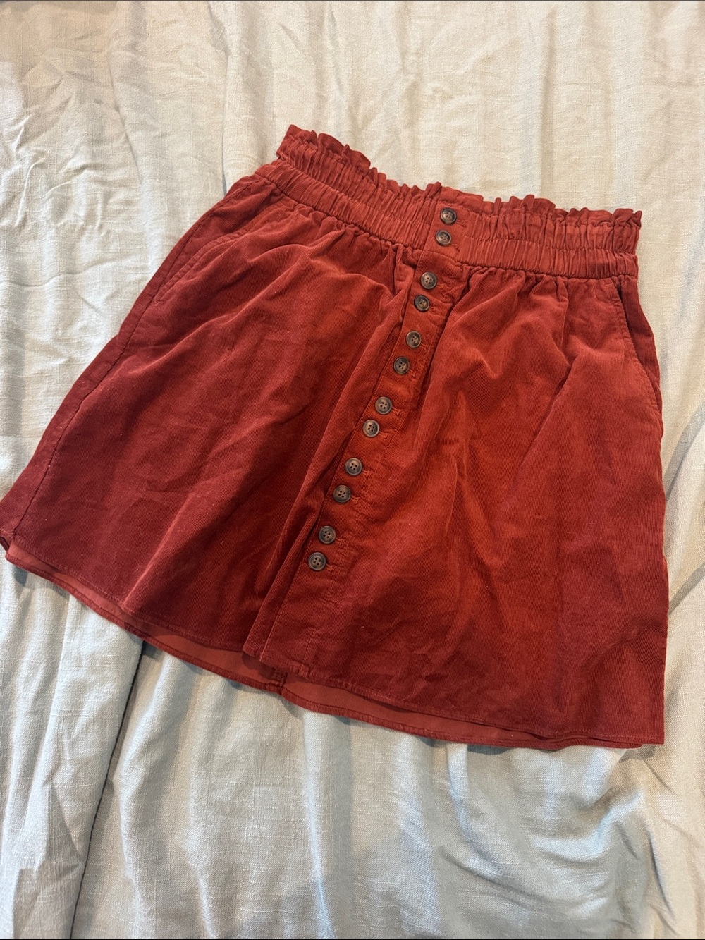 Madewell Rust Red Button-Front Circle Skirt